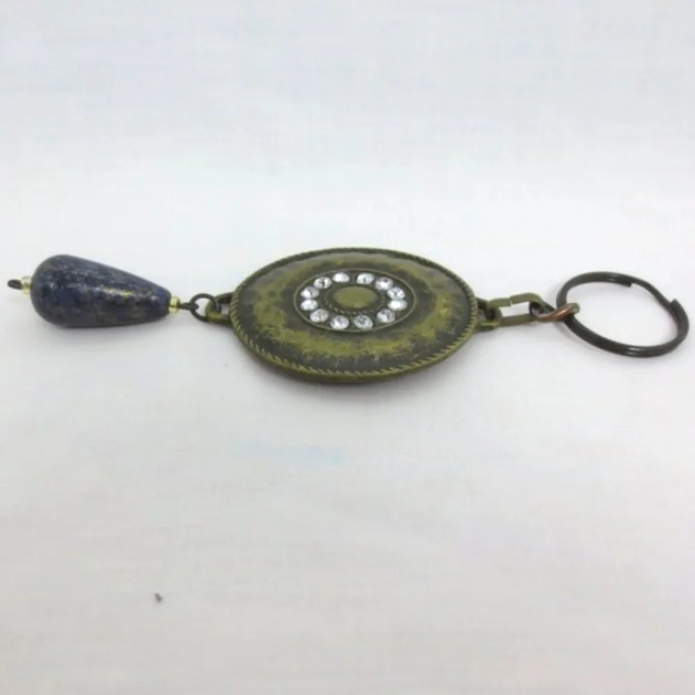 New Handmade Keychain Bag Charm Beaded Boho Antique Brass Rhinestones Faux Gem